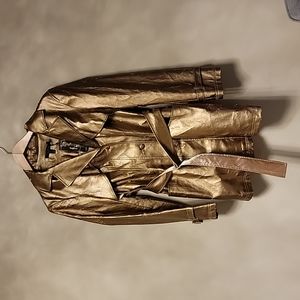 New with tags Christine Phillipe Distressed Short  Bronze Trench Coat Size 14